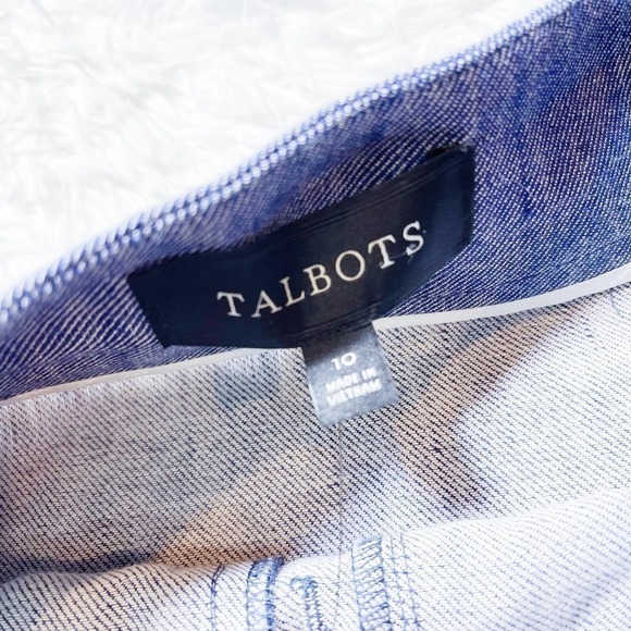 Talbots Denim Chambray Skirt Button Accents A-Line SZ10 NWT - Picture 6 of 7